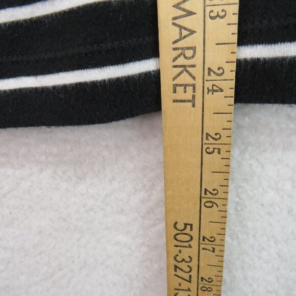 Ralph Lauren Sweater Size Large Black White Striped Gold Tone Logo Accent V Neck - Picture 9 of 9